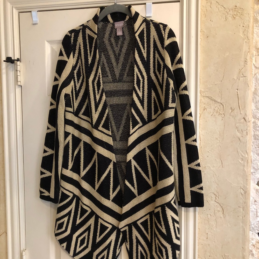 CHICOS Beautiful black and gold sweater